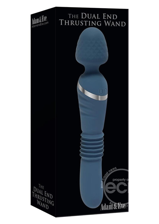 Adam & Eve Dual Ended Thrusting Wand Rechargeable Silicone Vibrator - Teal