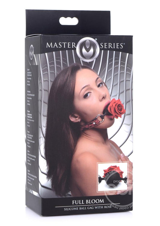 Master Series Silicone Ball Gag with Rose - Red/Black