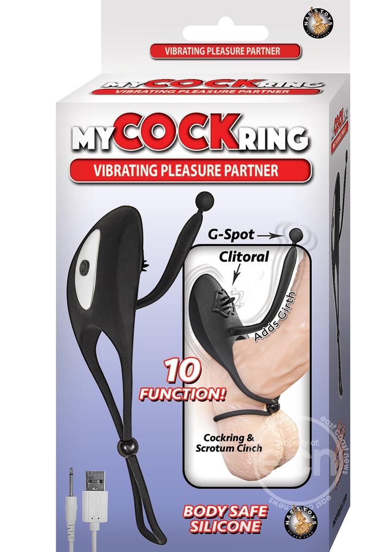 My Cock Ring Vibrating Pleasure Partner Silicone Rechargeable Ring - Black