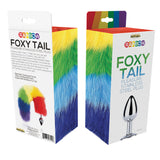 Rainbow Foxy Tail Fur Tail With Stainless Steel Butt Plug