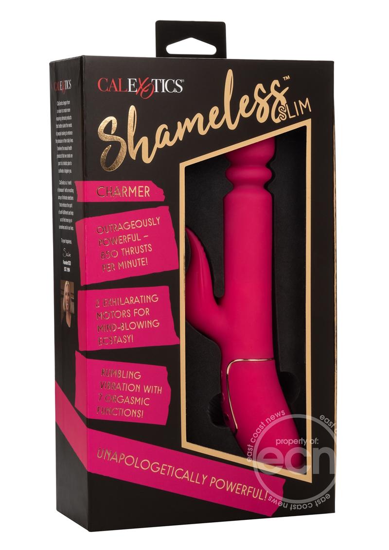 Shameless Slim Charmer Silicone Rechargeable Thrusting Rabbit Vibrator - Pink
