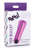 Bang! 10X Vibrating Metallic Rechargeable Bullet Vibrator - Purple