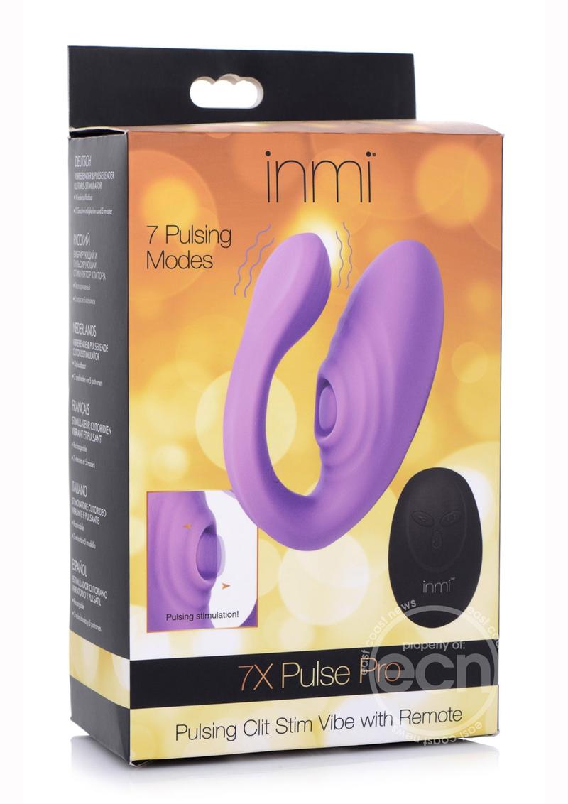 Inmi 7X Pulse Pro Pulsing Silicone Rechargeable Clit Stim Vibrator with Remote Control - Purple