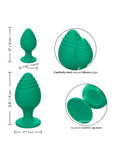 Cheeky Silicone Textured Anal Plugs Large/Small (Set of 2) - Green