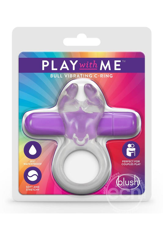 Play with Me Bull Vibrating Cock Ring - Purple