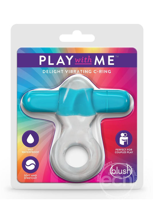 Play with Me Delight Vibrating Cock Ring - Blue