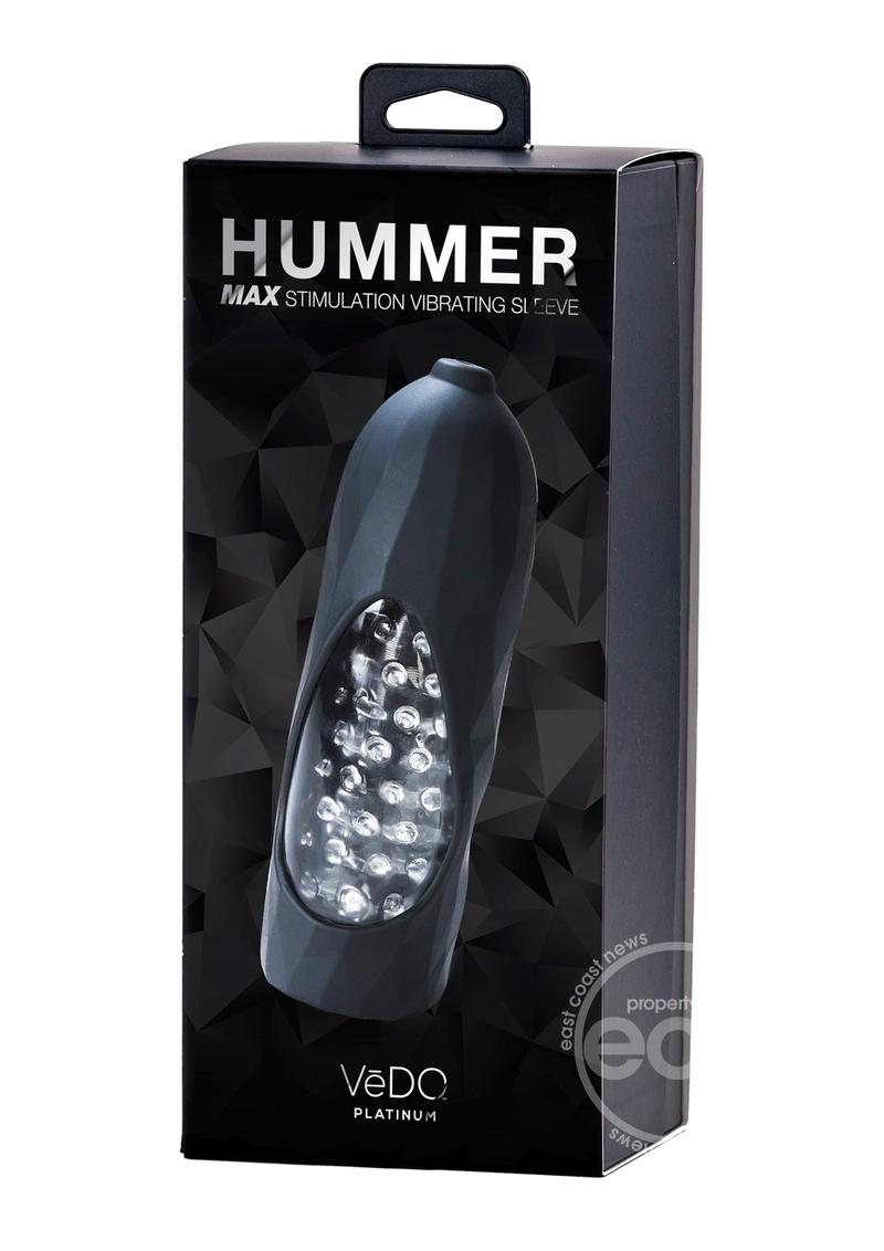 VeDO Hummer 2.0 Silicone Rechargeable Vibrating Stroker - Crystal Clear/Black Pearl