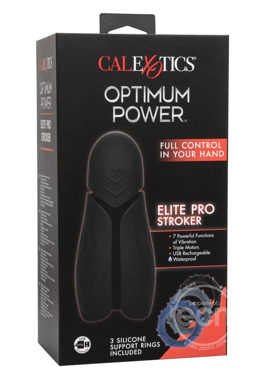 Optimum Power Elite Pro Stroker Silicone Rechargeable Masturbator - Black