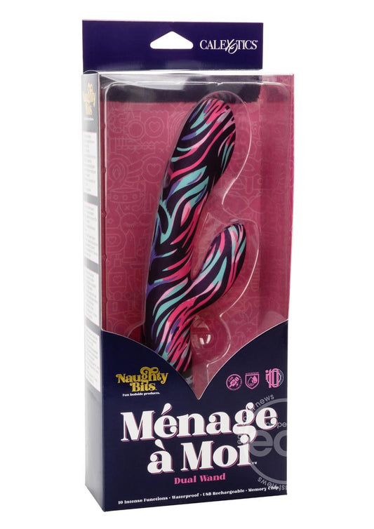 Naughty Bits Menage A Moi Silicone Rechargeable Dual Wand - Multicolor