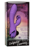 California Dreaming West Coast Wave Rider Silicone Rechargeable Rabbit Vibrator - Purple