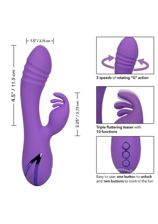 California Dreaming West Coast Wave Rider Silicone Rechargeable Rabbit Vibrator - Purple