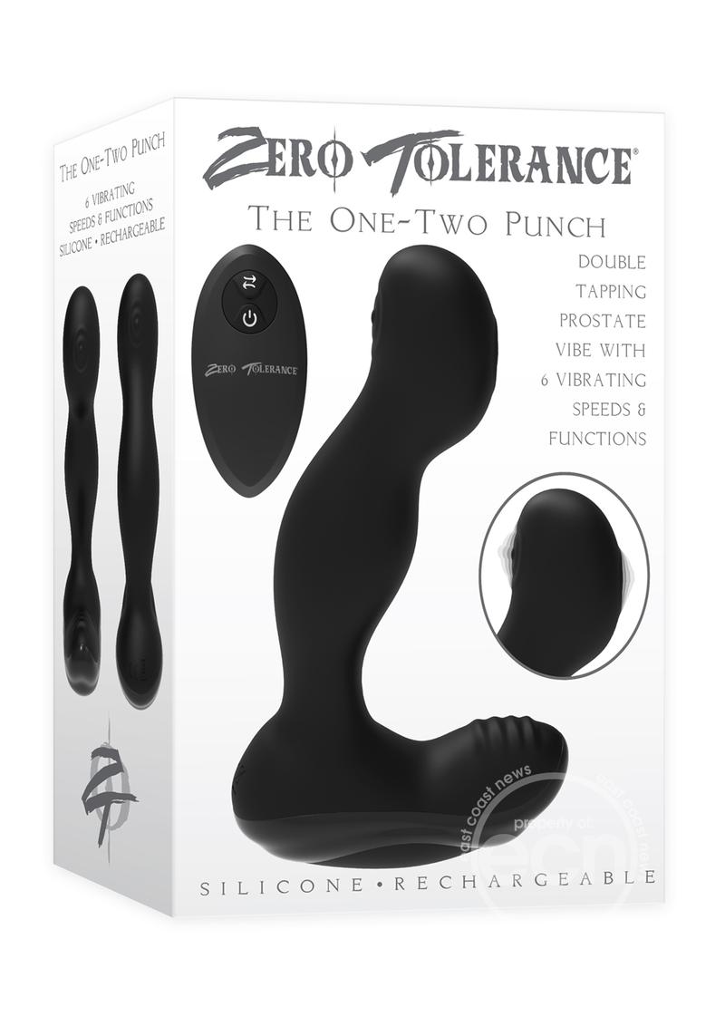 Zero Tolerance The One-Two Punch Silicone Rechargeable Prostate Massager with Remote Control - Black