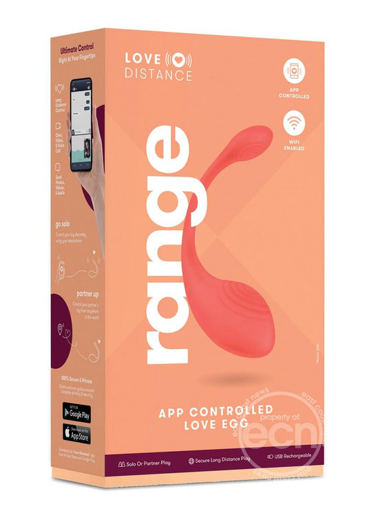 Love Distance Range App Controlled Silicone Rechargeable Love Egg - Coral