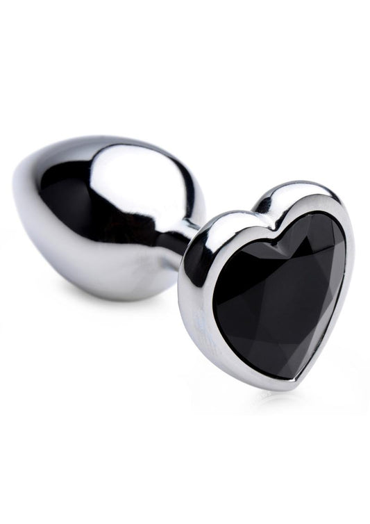 Booty Sparks Gemstones Black Heart Anal Plug - Small - Black