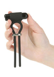 PowerBullet Bolo Bullet Rechargeable Silicone Cock Tie - Black/Silver