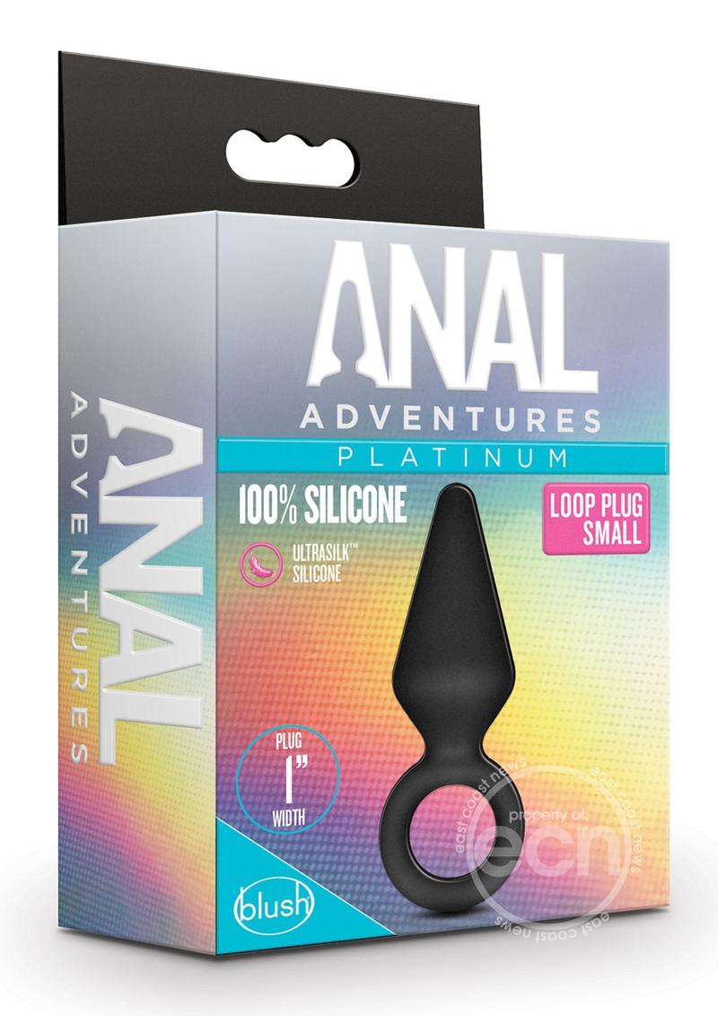 Anal Adventures Platinum Silicone Loop Plug - Small - Black