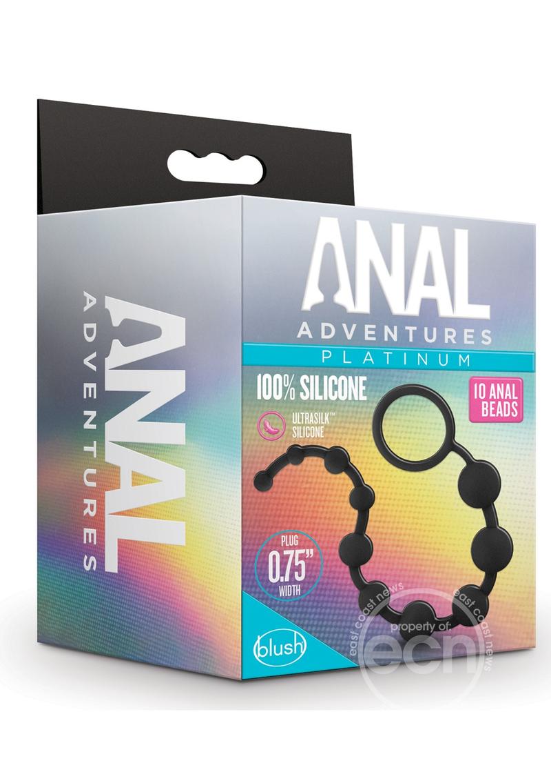 Anal Adventure Platinum Silicone 10 Anal Beads - Black