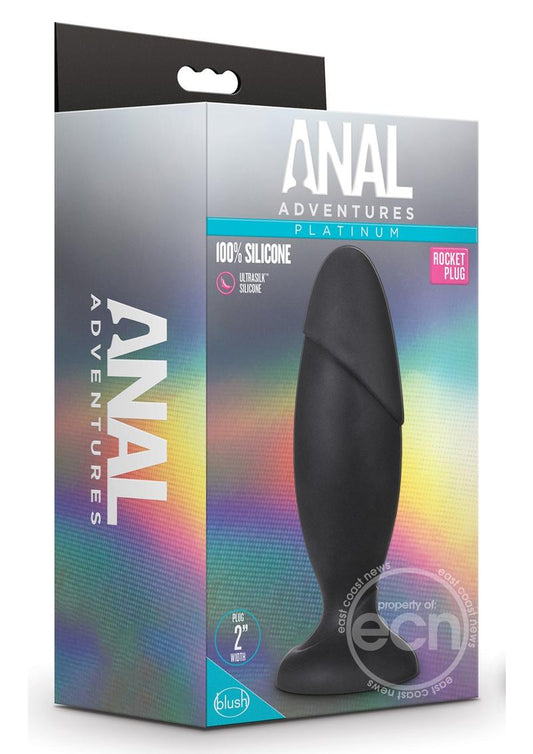 Anal Adventures Platinum Silicone Rocket Plug - Black