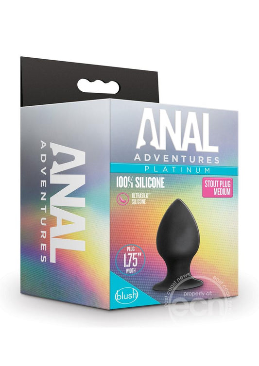 Anal Adventures Platinum Silicone Anal Stout Plug - Medium - Black