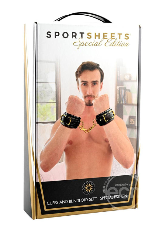 Cuffs and Blindfold Set - Special Edition -Black/Gold