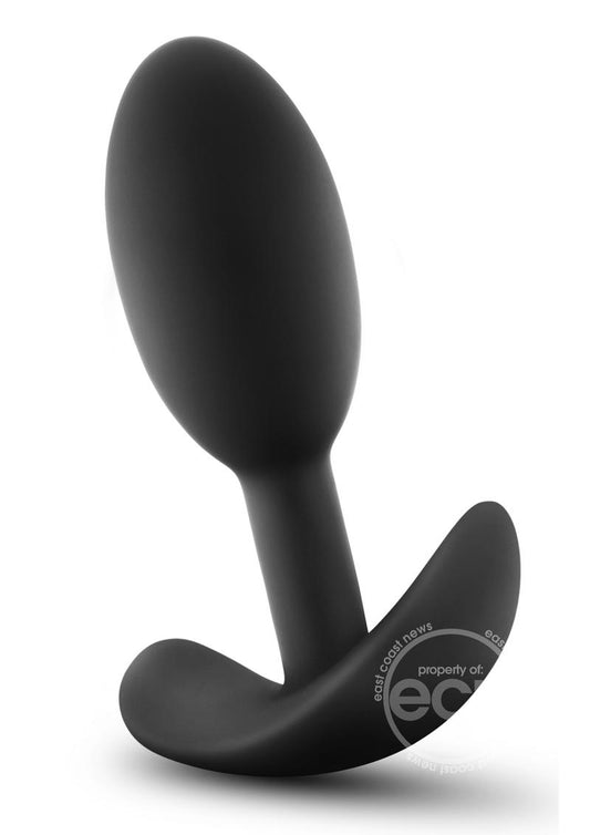 Anal Adventures Platinum Silicone Vibrating Slim Anal Plug - Small - Black