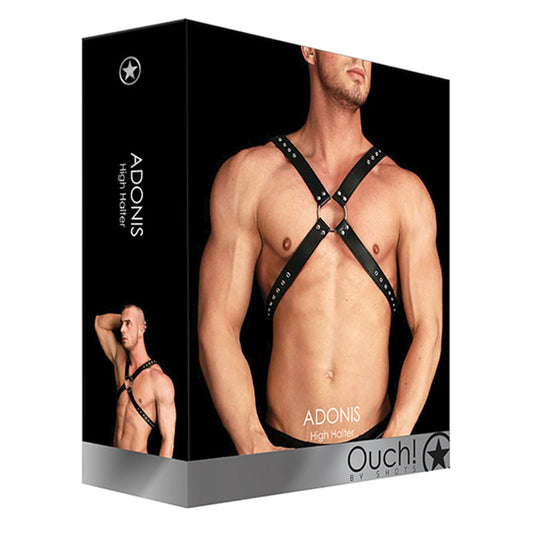 Ouch! Adonis High Halter Adjustable Chest Harness Black