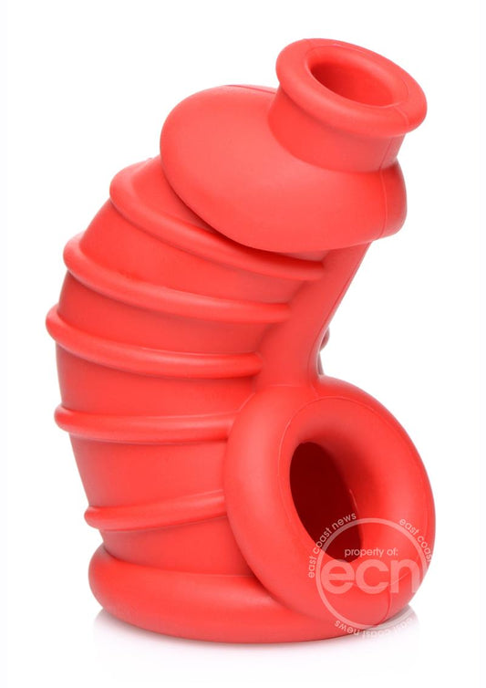 Master Series Crimson Chamber Silicone Chastity Cage - Red