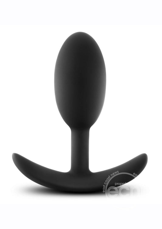 Anal Adventures Platinum Silicone Vibra Slim Butt Plug - Medium - Black