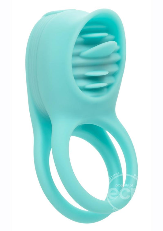 French Kiss Enhancer Silicone Rechargeable Cock Ring - Blue