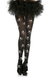 Skull Print Opaque Pantyhose