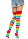 Leg Avenue Lycra Acrylic Rainbow Thigh High - OS - Multicolor