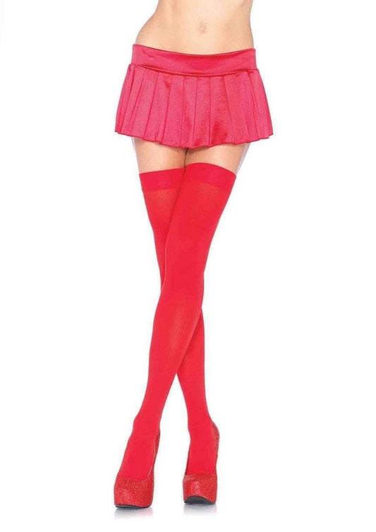 Leg Avenue Nylon Thigh High - OS - Red