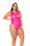 Pink Lace Bodysuit with Corset Back