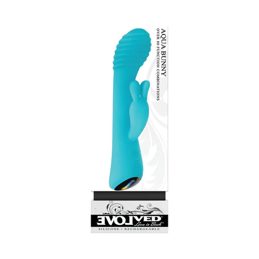 Evolved Aqua Bunny Rechargeable Silicone Rabbit Vibrator Teal