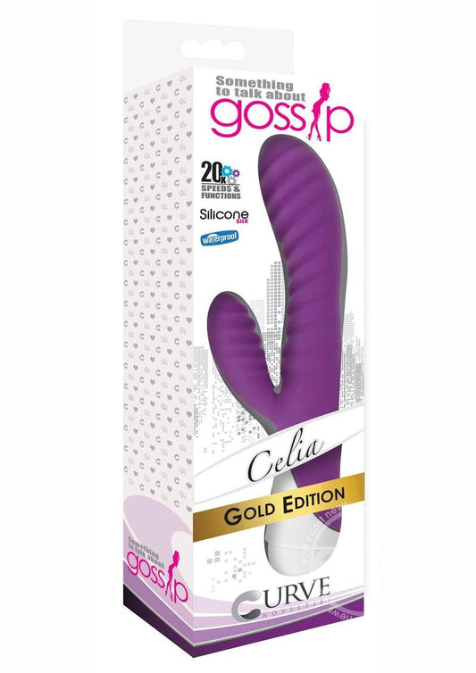 Gossip Celia 20x Ribbed Silicone Rabbit Vibrator - Purple