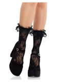 Leg Avenue Floral Lace Ruffle Top Anklets - Black - O/S