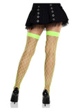 Leg Avenue Fence Net Thigh High - Neon Green - O/S