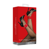 Ouch! Premium Plush Leather Adjustable Ankle Cuffs Red