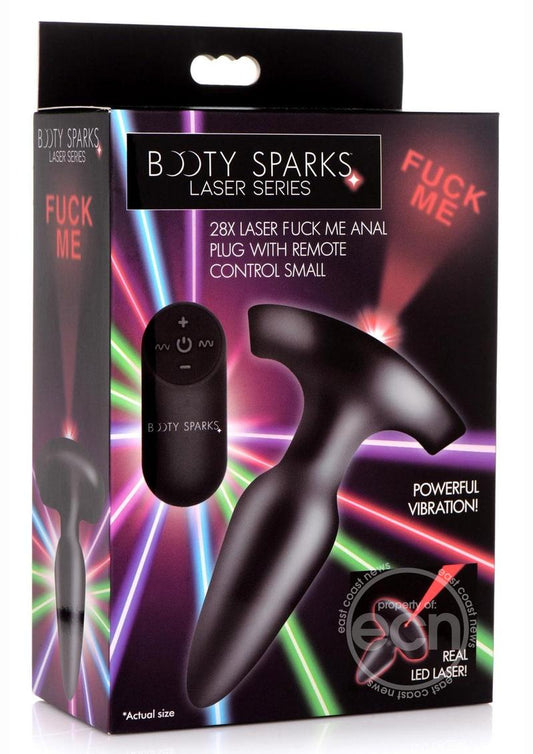 Booty Sparks Laser F... Me Rechargeable Silicone Anal Plug with Remote Control - Small - Black with Red Light