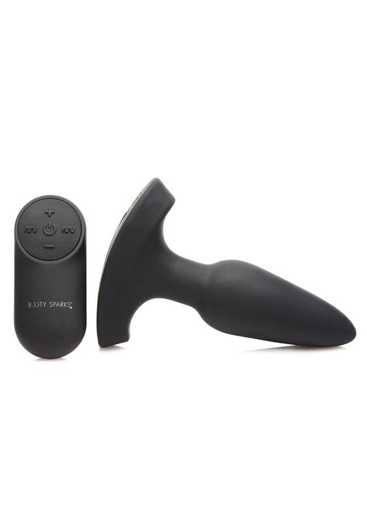 Booty Sparks Laser F... Me Rechargeable Silicone Anal Plug with Remote Control - Small - Black with Red Light