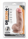 Dr. Skin Plus Gold Collection Girthy Posable Dildo with Balls and Suction Cup 7in - Vanilla