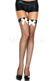 Satin Bow Spandex Mini Diamond Net Thigh Hi