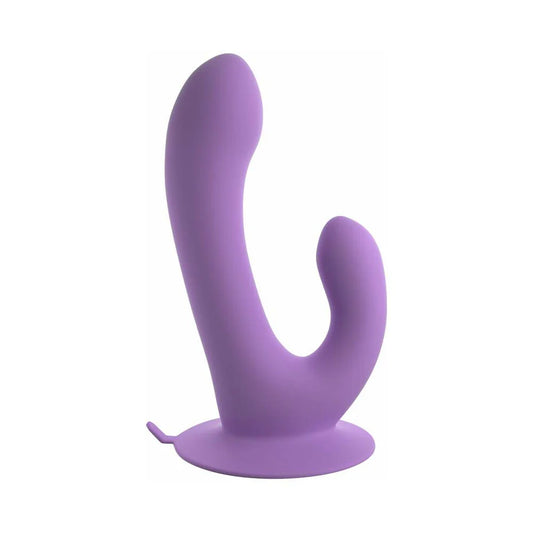 Pipedream Fantasy For Her Duo Pleasure Wallbang-Her Rechargeable Silicone Dual Stimulator With Suction Cup Purple