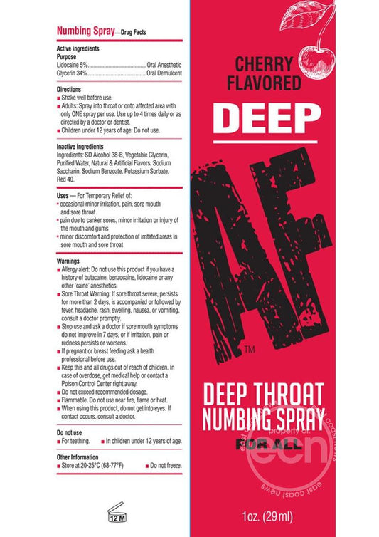 Deep AF Deep Throat Numbing Spray 1oz - Cherry