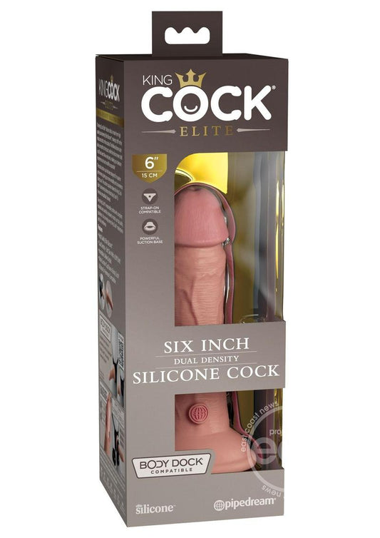 King Cock Elite Dual Density Silicone Dildo 6in - Vanilla