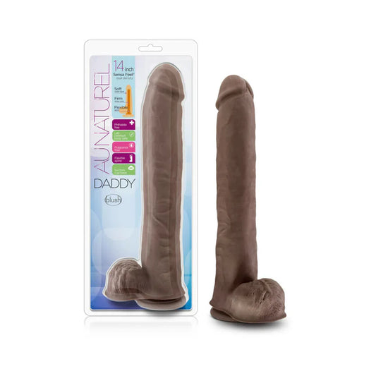 Au Naturel Daddy 14 in. Posable Dual Density Dildo with Balls