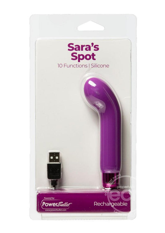 PowerBullet Sara's Spot 10 Function Rechargeable Silicone Vibrating Bullet