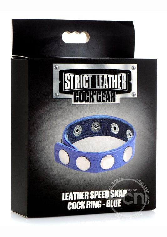 Cock Gear Leather Speed Snap Cock Ring - Blue