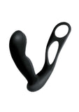 Butts Up Rechargeable Silicone Prostate Massager with Scrotum & Cock Ring - Black