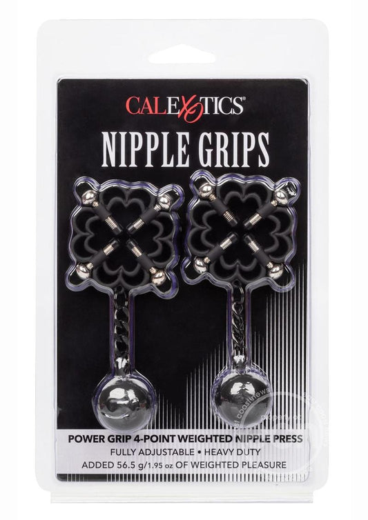 Nipple Grips Power Grip 4-Point Weighted Nipple Press Clamps - Black/Silver